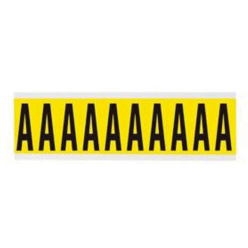 Repositionable Individual Number and Letter Labels, A, 2" H, Black on Yellow