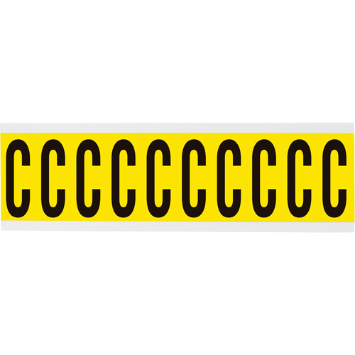 Repositionable Individual Number and Letter Label, C, 2" H, Black on Yellow