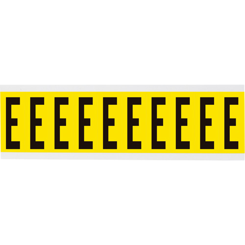 Repositionable Individual Number and Letter Labels, E, 2" H, Black on Yellow