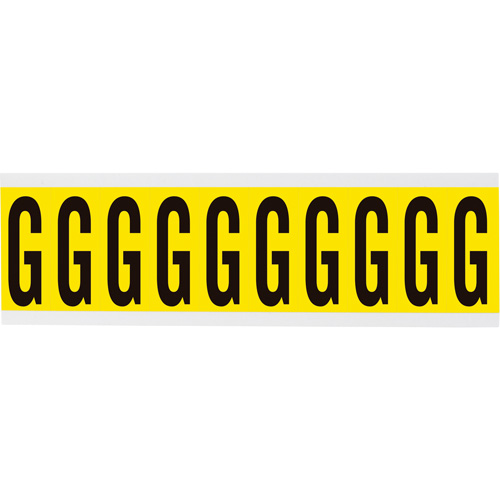 Repositionable Individual Number and Letter Labels, G, 2" H, Black on Yellow