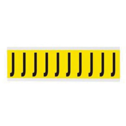 Repositionable Individual Number and Letter Labels, J, 2" H, Black on Yellow
