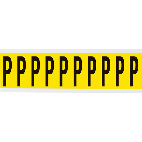Repositionable Individual Number & Letter Labels, P, 2" H, Black on Yellow