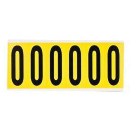 Repositionable Individual Number and Letter Labels, 0, 3" H, Black on Yellow