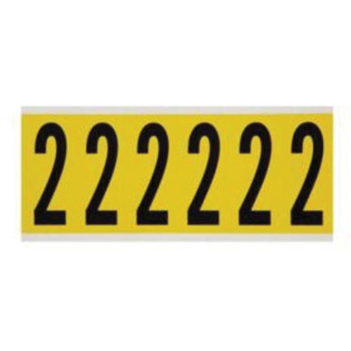 Repositionable Individual Number and Letter Labels, 2, 3" H, Black on Yellow