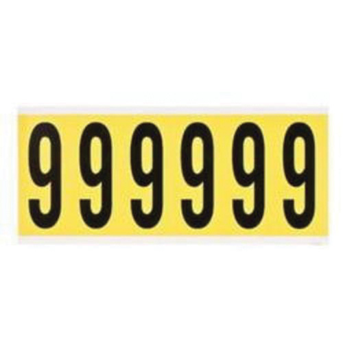 Repositionable Individual Number and Letter Labels, 9, 3" H, Black on Yellow