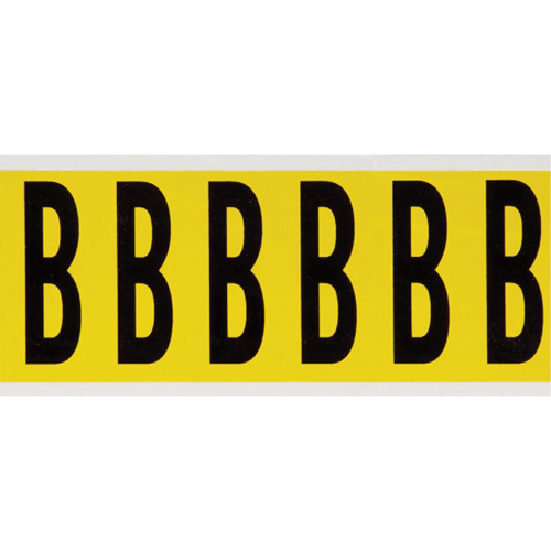 Repositionable Individual Number and Letter Labels, B, 3" H, Black on Yellow