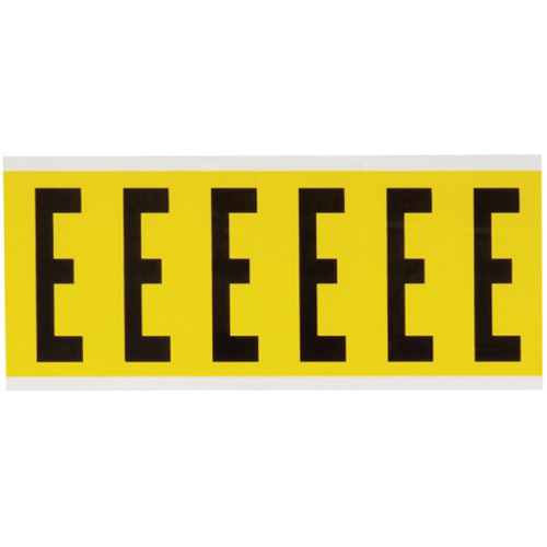 Repositionable Individual Number and Letter Labels, E, 3" H, Black on Yellow