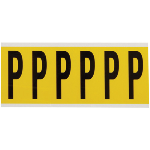 Repositionable Individual Number & Letter Labels, P, 3" H, Black on Yellow