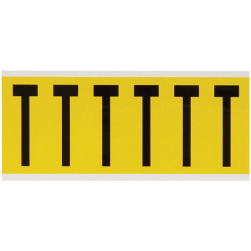 Repositionable Individual Number & Letter Labels, T, 3" H, Black on Yellow
