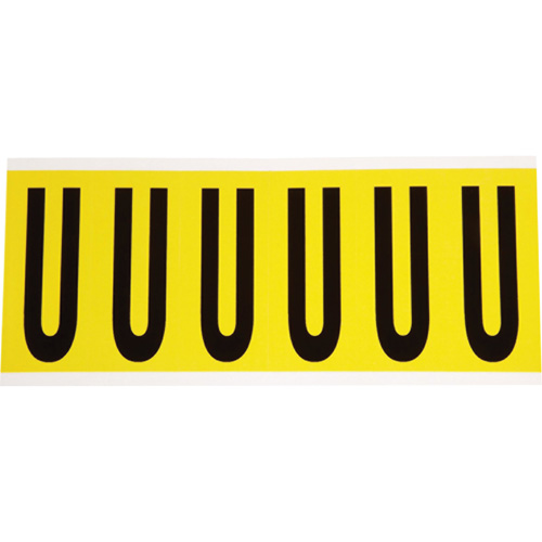 Repositionable Individual Number & Letter Labels, U, 3" H, Black on Yellow