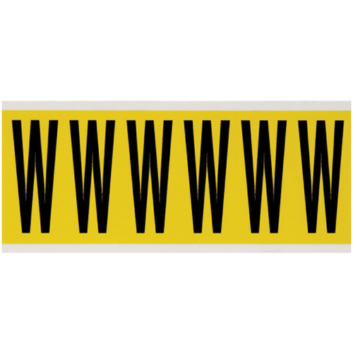 Repositionable Individual Number & Letter Labels, W, 3" H, Black on Yellow