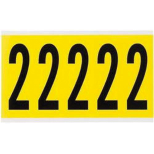 Repositionable Individual Number and Letter Labels, 2, 4" H, Black on Yellow