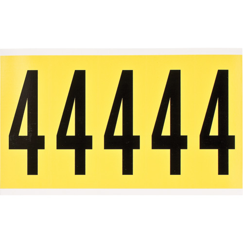 Repositionable Individual Number and Letter Labels, 4, 4" H, Black on Yellow