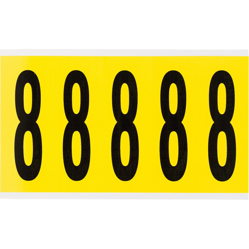 Repositionable Individual Number and Letter Labels, 8, 4" H, Black on Yellow