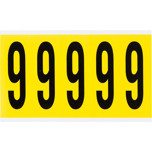 Repositionable Individual Number and Letter Labels, 9, 4" H, Black on Yellow