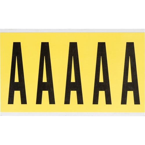 Repositionable Individual Number and Letter Labels, A, 4" H, Black on Yellow