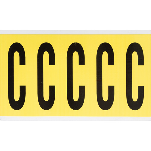 Repositionable Individual Number and Letter Labels, C, 4" H, Black on Yellow