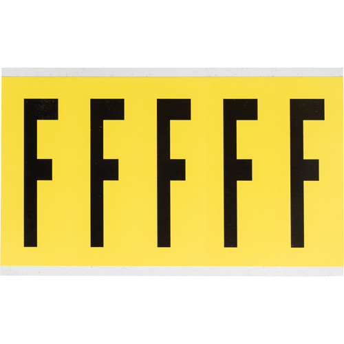 Repositionable Individual Number and Letter Labels, F, 4" H, Black on Yellow
