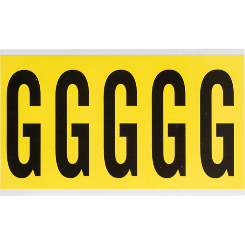 Repositionable Individual Number and Letter Labels, G, 4" H, Black on Yellow