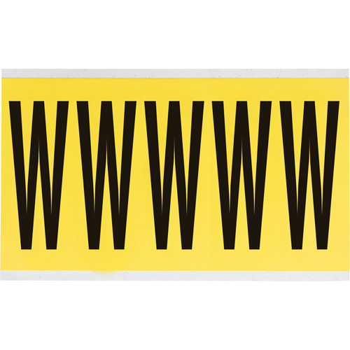 Repositionable Individual Number & Letter Labels, W, 4" H, Black on Yellow