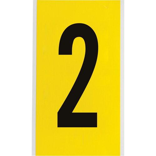 Repositionable Individual Number and Letter Label, 2, 6" H, Black on Yellow
