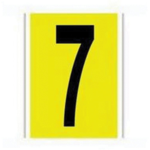 Repositionable Individual Number and Letter Label, 7, 6" H, Black on Yellow