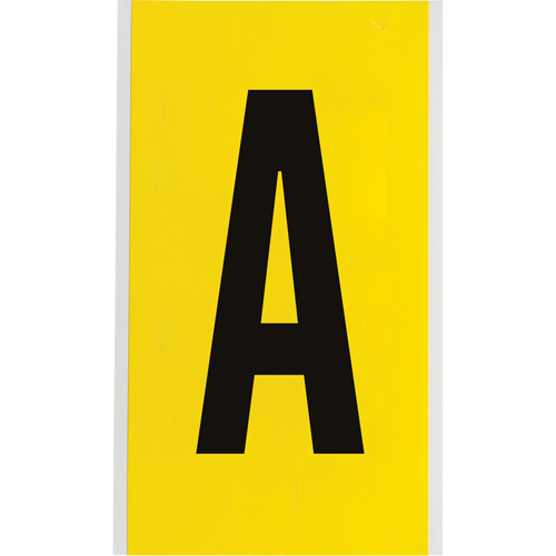 Repositionable Individual Number and Letter Label, A, 6" H, Black on Yellow