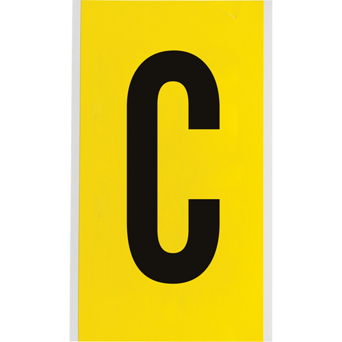 Repositionable Individual Number and Letter Label, C, 6" H, Black on Yellow