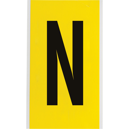 Repositionable Individual Number & Letter Label, N, 6" H, Black on Yellow
