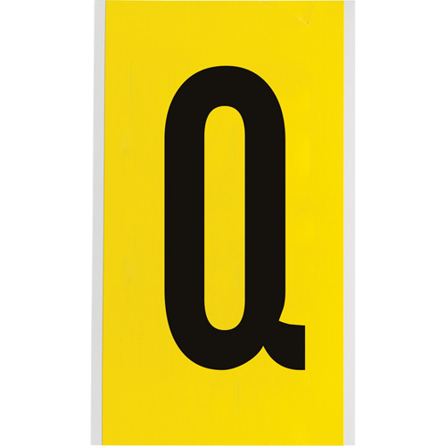 Repositionable Individual Number & Letter Labels, Q, 6" H, Black on Yellow