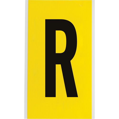 Repositionable Individual Number & Letter Label, R, 6" H, Black on Yellow