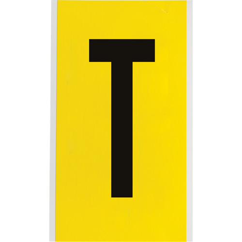 Repositionable Individual Number & Letter Label, T, 6" H, Black on Yellow