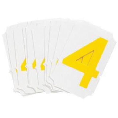 Quick-Align® Individual Gothic Number and Letter Labels, 4, 2" H, Yellow