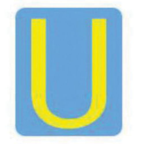 Quick-Align® Individual Gothic Number & Letter Labels, U, 2" H, Yellow