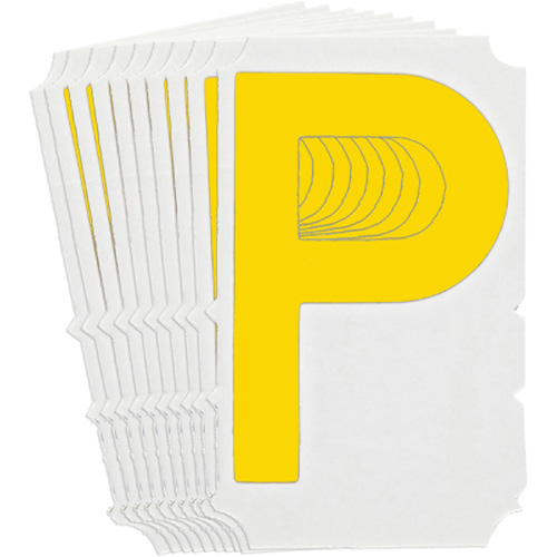 Quick-Align® Individual Gothic Number & Letter Labels, P, 3" H, Yellow