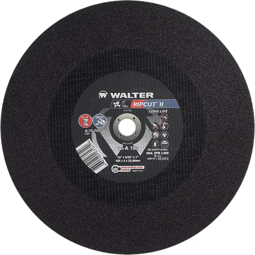 Ripcut II™ High Performance Cut-Off Wheel for Stationary Saws, 16" x 5/32", 1" Arbor, Type 1, Aluminum Oxide, 3800 RPM