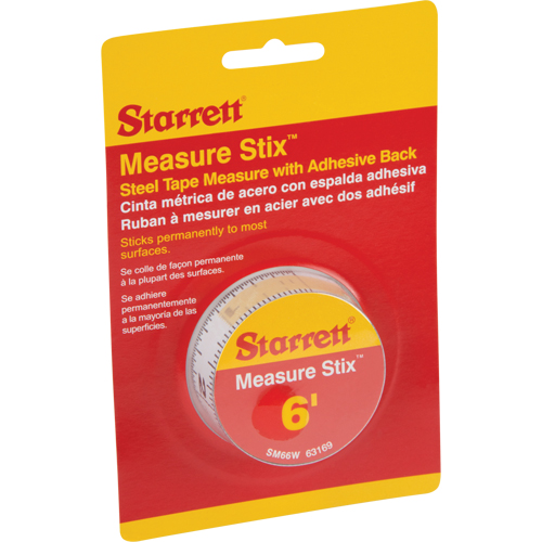 Measure Stix™ Steel Measuring Tape with Adhesive Backing, 3/4" x 6', in/ft. Graduations