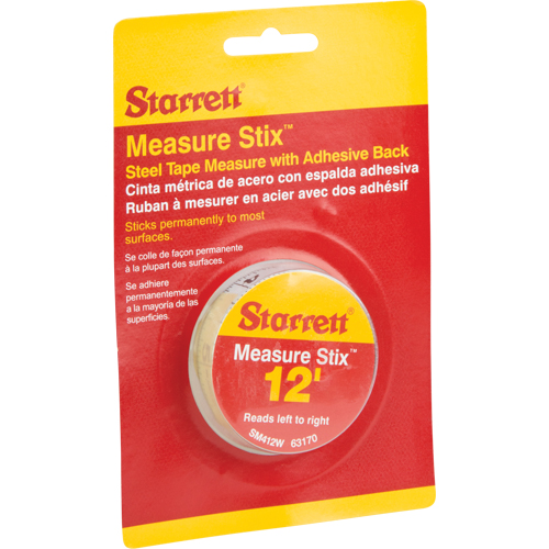 Measure Stix™ Steel Measuring Tape with Adhesive Backing, 1/2" x 12', in/ft. Graduations
