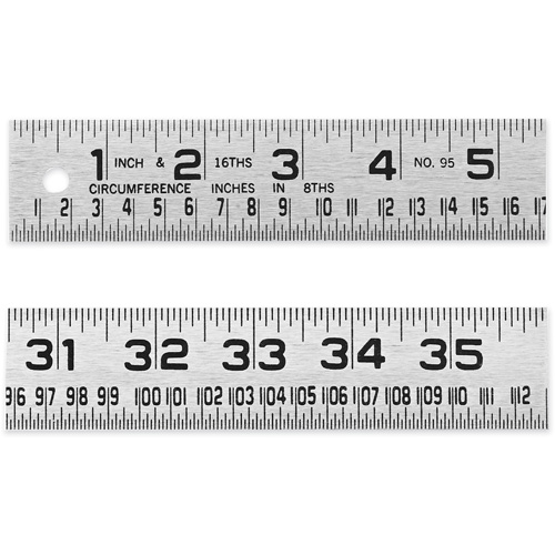 Tinner's Circumference Rule, 4' L, Steel, 1/16" Graduations