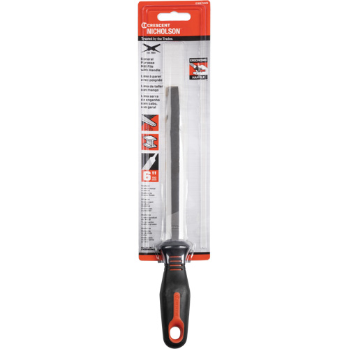 Single Cut File with Ergonomic Handle, Rectangular, 6", Bastard