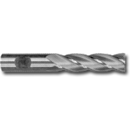 Weldon Shank Long Series End Mill, 1-3/32" Dia., 6 Flutes, High Speed Cobalt