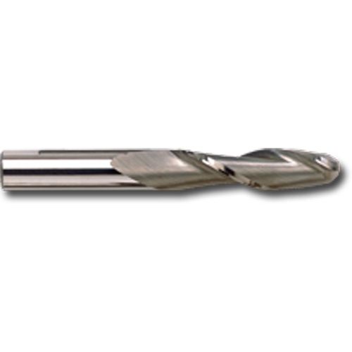 Long Series Ball Nose End Mill For Aluminum, 5/16" Dia., 2 Flutes, High Speed Steel