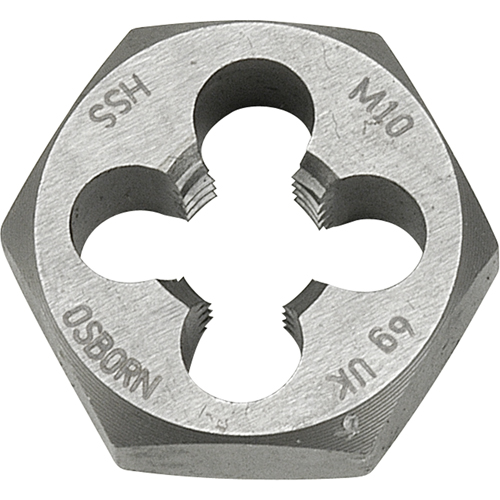 Hexagonal Rethreading Die, 7/10" Dia., 1/4"-20 Thread, High Speed Steel