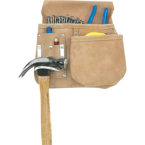 Journeyman's Carpenter Pouch, Multiple Tool Holder, Leather, 5 Pockets