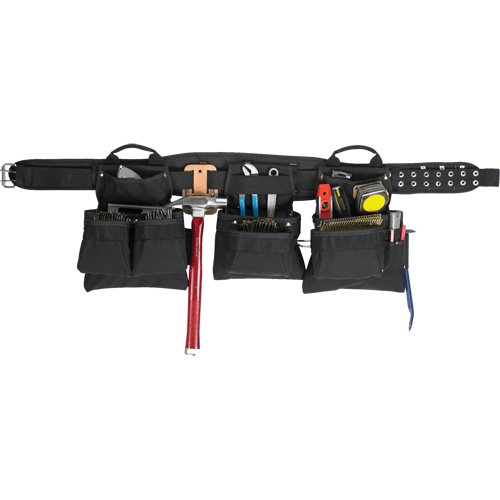 Professional Carpenter's Tool Belt, Polyester, Black