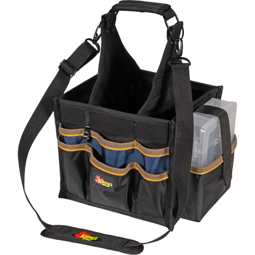 Large Electrical & Maintenance Tool Carrier, Polyester, 23 Pockets, Black