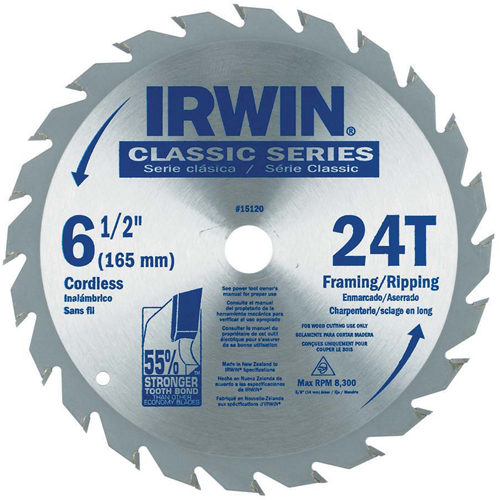 Contractor Saw Blades - Classic Series Saw Blades, 6-1/2", 24 Teeth, Wood Use
