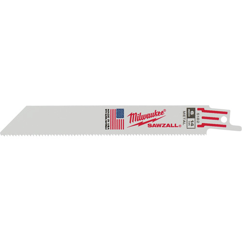 Sawzall® Reciprocating Saw Blades, Bi-Metal, 14 TPI, 6" L x 3/4" W