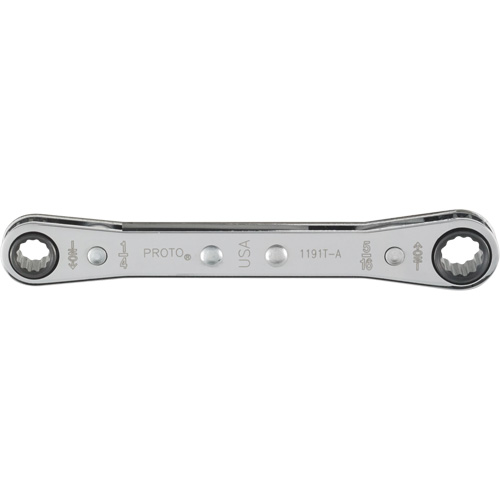 Double Box Ratcheting Wrench, 12 Point, 1/4" x 5/16", Polished Finish