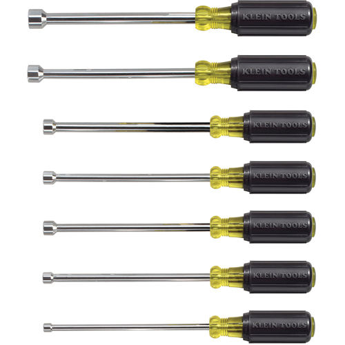 Cushion-Grip Nut Driver Set with 6" Shafts, 7 Pcs., Non Magnetic, Imperial
